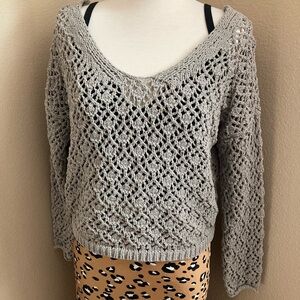 Atelier Chic Crochet Sweater in Gray